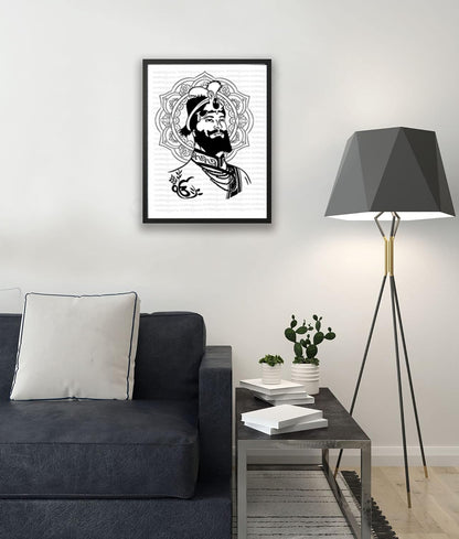 SaadiSikhi Guru Gobind Singh Maharaj ji Sketch Art Poster Print I Sikh God Wall ArtI Punjabi I Sikh Religious Home Wall Décor Sikhism I Sikhism I Wall Art Frame I with Self Adhesive Hook (SS-GGSJ03)