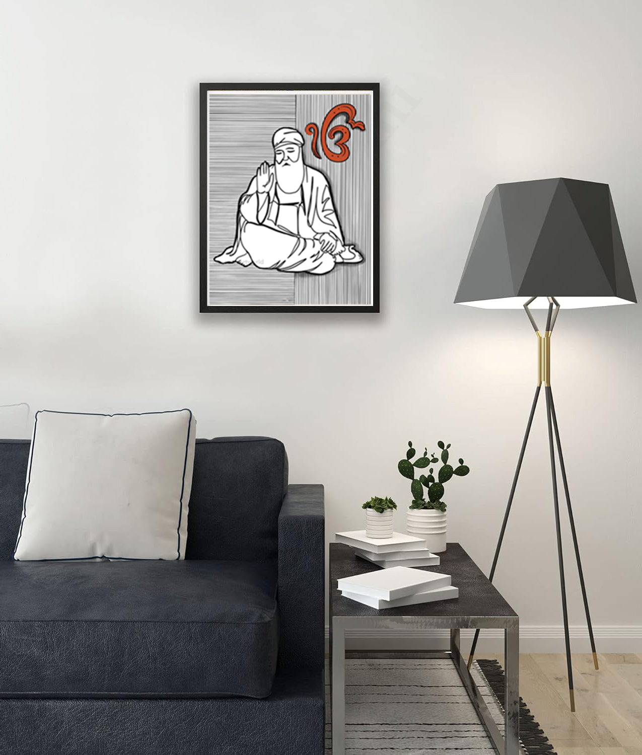 SaadiSikhi SikhArt Print I Sikh Guru Wall Art Poster I Punjabi Sikh Religious Home Wall Décor I Sikhism Painting I Sikh 10 gurus I Sikhism I Wall Art Frame I with Self Adhesive Hook (Baba Nanak ji (Design-1)