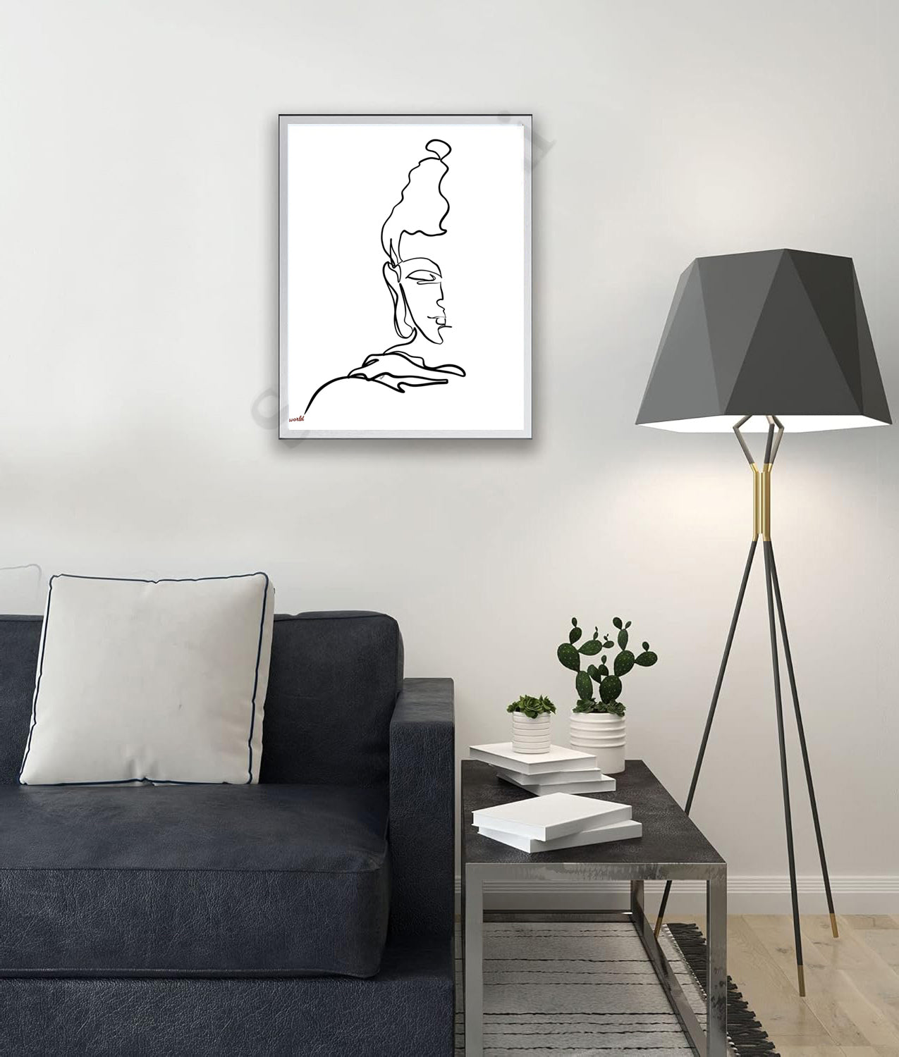 Calm Buddha Half Face Single Line Wall Art I One Line Art Print I Buddha Minimal Art I Modern Poster I Yogi Zen Boho Art I Office Decor I Wall Frame I with Self Adhesive Hook