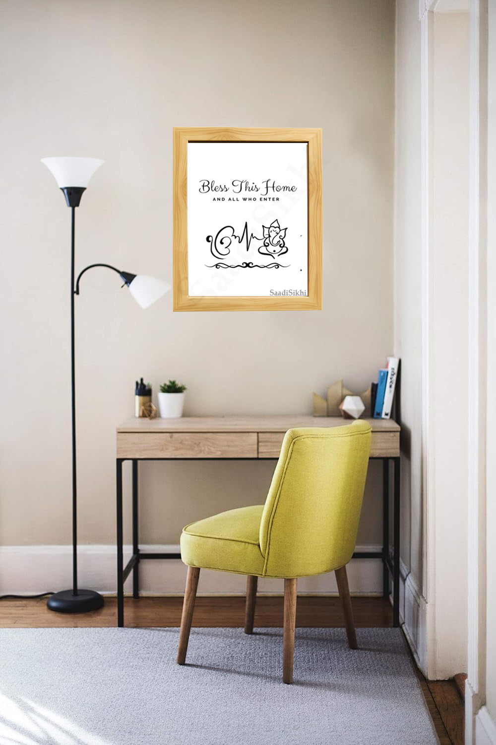 SaadiSikhi I Ek Onkar Bless This Home Art Print I Welcome Punjabi Entryway Sign I Housewarming I Sikh Home Decor I Wall Art Frame I with Self Adhesive Hook (SS-BTH-731) (Copy)