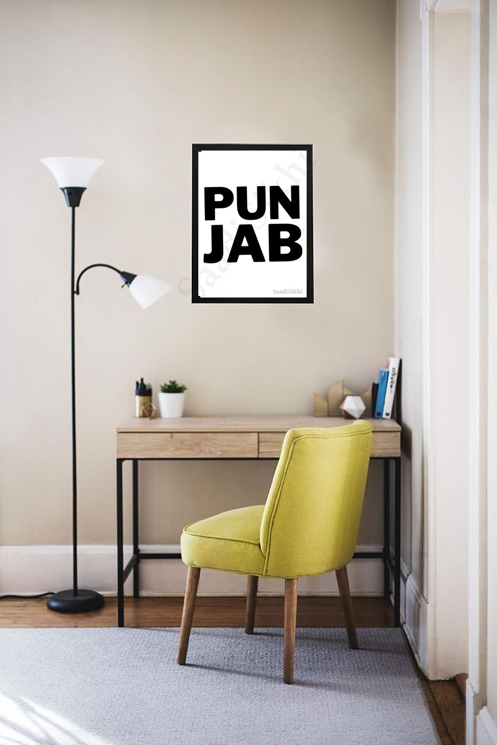 SaadiSikhi I Punjab PUN JAB Hip-Hop Desi Indian Wall Poster Print I Sikh Wall Art I Typography Art I City Name Home Decor I Sikh Gift Ideas I Wall Art Frame I with Self Adhesive Hook