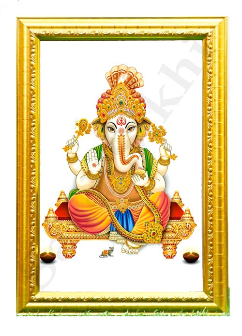 Abstract Modern Om Ganesha Minimalist Line Drawing Indian Hindu God Home Wall Decor I Boho Art I Simple Ganesha Puja Room Decor IIndian ArtI Wall Frame I with Self Adhesive Hook (SS-GJI-027)