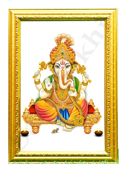 Abstract Modern Om Ganesha Minimalist Line Drawing Indian Hindu God Home Wall Decor I Boho Art I Simple Ganesha Puja Room Decor IIndian ArtI Wall Frame I with Self Adhesive Hook (SS-GJI-027)