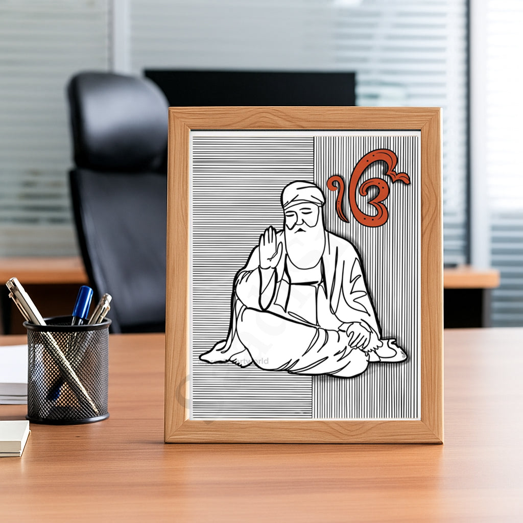 SaadiSikhi SikhArt Print I Sikh Guru Wall Art Poster I Punjabi Sikh Religious Home Wall Décor I Sikhism Painting I Sikh 10 gurus I Sikhism I Wall Art Frame I with Self Adhesive Hook (Baba Nanak ji (Design-1)