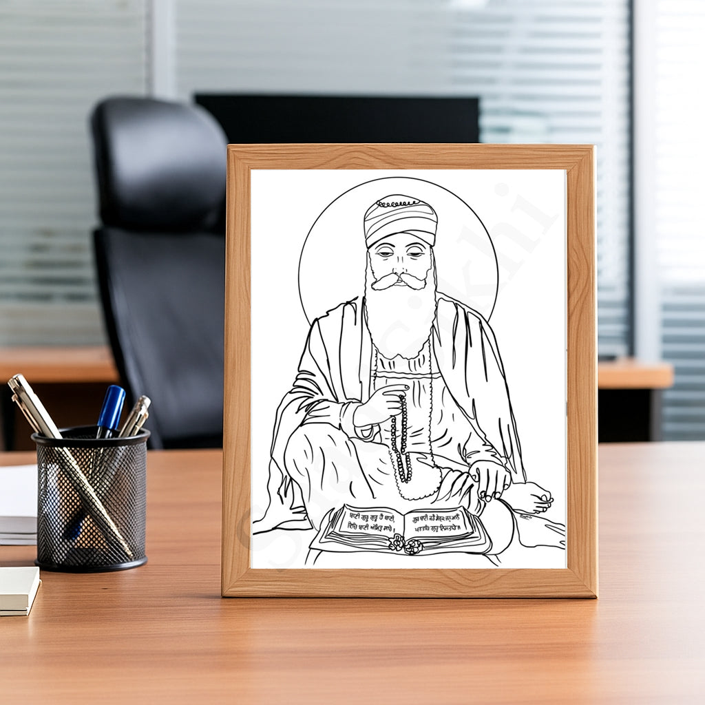 SaadiSikhi Baba Nanak JI SikhArt I Sikh Guru Wall Art Poster I Punjabi Sikh Religious Home Wall Décor I Sikhism Painting I Sikh 10 gurus I Sikhism I Wall Art Frame I with Self Adhesive Hook (Design-5)