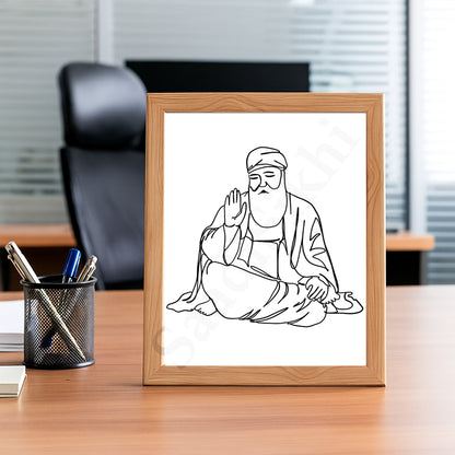 SaadiSikhi Baba Nanak JI SikhArt I Sikh Guru Wall Art Poster I Punjabi Sikh Religious Home Wall Décor I Sikhism Painting I Sikh 10 gurus I Sikhism I Wall Art Frame I with Self Adhesive Hook (Design-3)