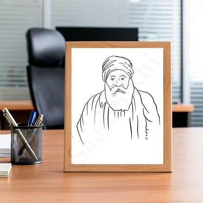 SaadiSikhi Guru Amardas Ji SikhArt I Sikh Guru Wall Art Poster I Punjabi Sikh Religious Home Wall Décor I Sikhism Painting I Sikh 10 gurus I Sikhism I Wall Art Frame I with Self Adhesive Hook
