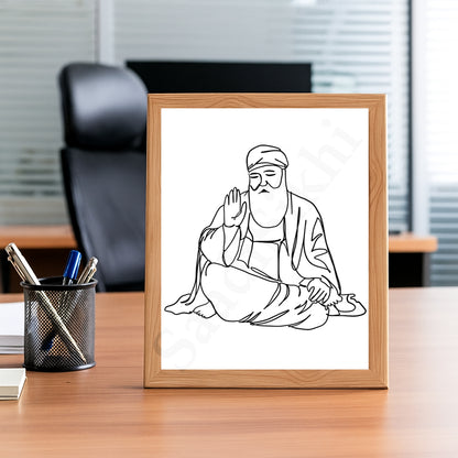 SaadiSikhi Baba Nanak JI SikhArt I Sikh Guru Wall Art Poster I Punjabi Sikh Religious Home Wall Décor I Sikhism Painting I Sikh 10 gurus I Sikhism I Wall Art Frame I with Self Adhesive Hook (Design-6)