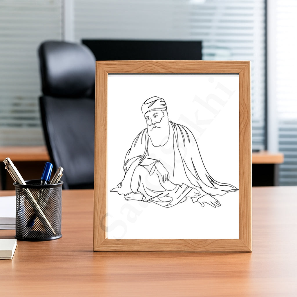 SaadiSikhi Baba Nanak JI SikhArt I Sikh Guru Wall Art Poster I Punjabi Sikh Religious Home Wall Décor I Sikhism Painting I Sikh 10 gurus I Sikhism I Wall Art Frame I with Self Adhesive Hook (Design-2)