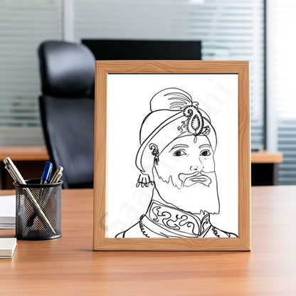 SaadiSikhi Guru Gobind Singh Maharaj ji Sketch Art Poster Print I Sikh God Wall ArtI Punjabi I Sikh Religious Home Wall Décor Sikhism I Sikhism I Wall Art Frame I with Self Adhesive Hook (SS-GGSJ)