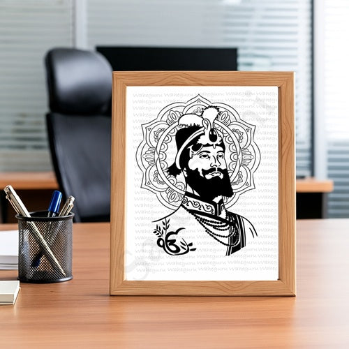 SaadiSikhi Guru Gobind Singh Maharaj ji Sketch Art Poster Print I Sikh God Wall ArtI Punjabi I Sikh Religious Home Wall Décor Sikhism I Sikhism I Wall Art Frame I with Self Adhesive Hook (SS-GGSJ03)