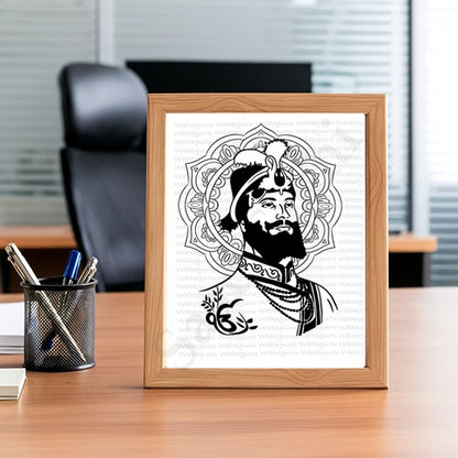 SaadiSikhi Guru Gobind Singh Maharaj ji Sketch Art Poster Print I Sikh God Wall ArtI Punjabi I Sikh Religious Home Wall Décor Sikhism I Sikhism I Wall Art Frame I with Self Adhesive Hook (SS-GGSJ03)