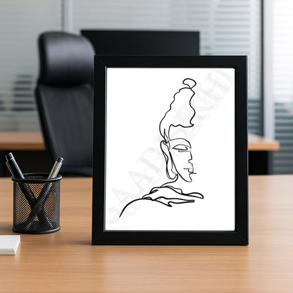 Calm Buddha Half Face Single Line Wall Art I One Line Art Print I Buddha Minimal Art I Modern Poster I Yogi Zen Boho Art I Office Decor I Wall Frame I with Self Adhesive Hook