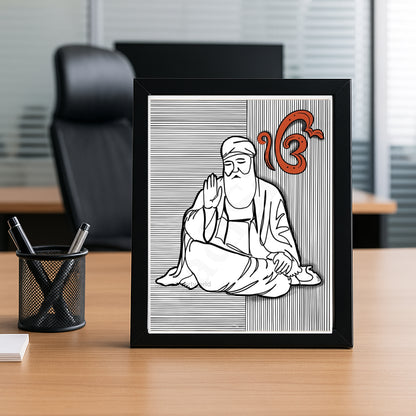 SaadiSikhi SikhArt Print I Sikh Guru Wall Art Poster I Punjabi Sikh Religious Home Wall Décor I Sikhism Painting I Sikh 10 gurus I Sikhism I Wall Art Frame I with Self Adhesive Hook (Baba Nanak ji (Design-1)