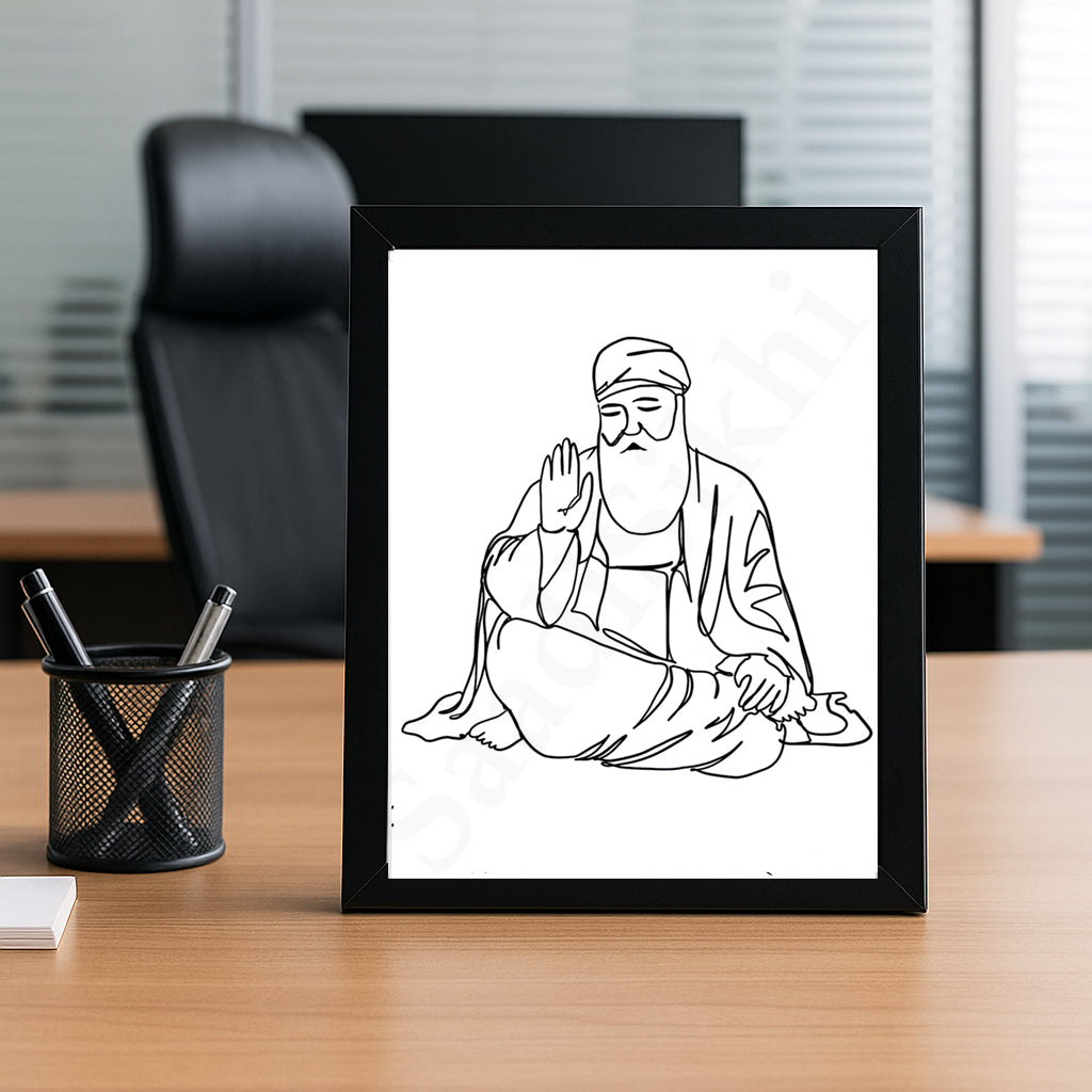 SaadiSikhi Baba Nanak JI SikhArt I Sikh Guru Wall Art Poster I Punjabi Sikh Religious Home Wall Décor I Sikhism Painting I Sikh 10 gurus I Sikhism I Wall Art Frame I with Self Adhesive Hook (Design-6)