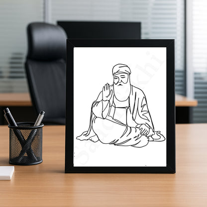 SaadiSikhi Baba Nanak JI SikhArt I Sikh Guru Wall Art Poster I Punjabi Sikh Religious Home Wall Décor I Sikhism Painting I Sikh 10 gurus I Sikhism I Wall Art Frame I with Self Adhesive Hook (Design-6)