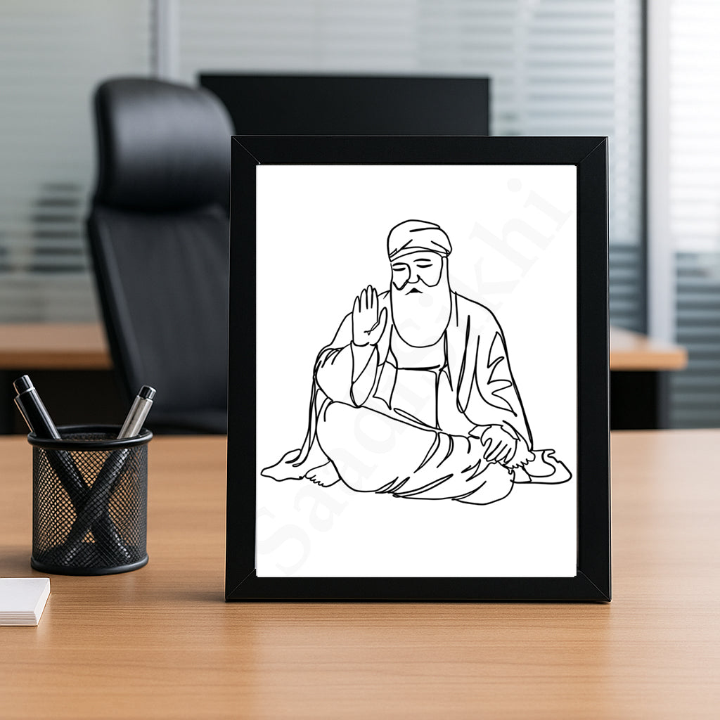 SaadiSikhi Baba Nanak JI SikhArt I Sikh Guru Wall Art Poster I Punjabi Sikh Religious Home Wall Décor I Sikhism Painting I Sikh 10 gurus I Sikhism I Wall Art Frame I with Self Adhesive Hook (Design-3)