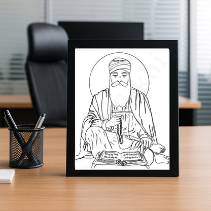 SaadiSikhi Baba Nanak JI SikhArt I Sikh Guru Wall Art Poster I Punjabi Sikh Religious Home Wall Décor I Sikhism Painting I Sikh 10 gurus I Sikhism I Wall Art Frame I with Self Adhesive Hook (Design-5)