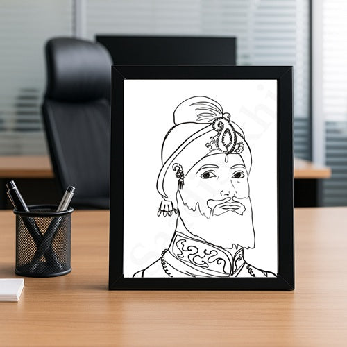 SaadiSikhi Guru Gobind Singh Maharaj ji Sketch Art Poster Print I Sikh God Wall ArtI Punjabi I Sikh Religious Home Wall Décor Sikhism I Sikhism I Wall Art Frame I with Self Adhesive Hook (SS-GGSJ)