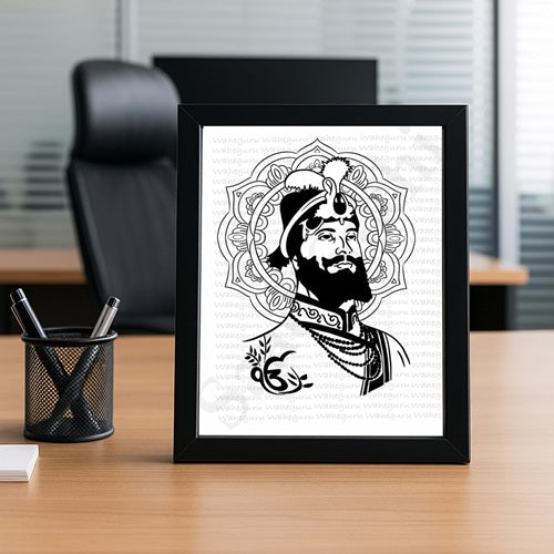 SaadiSikhi Guru Gobind Singh Maharaj ji Sketch Art Poster Print I Sikh God Wall ArtI Punjabi I Sikh Religious Home Wall Décor Sikhism I Sikhism I Wall Art Frame I with Self Adhesive Hook (SS-GGSJ03)