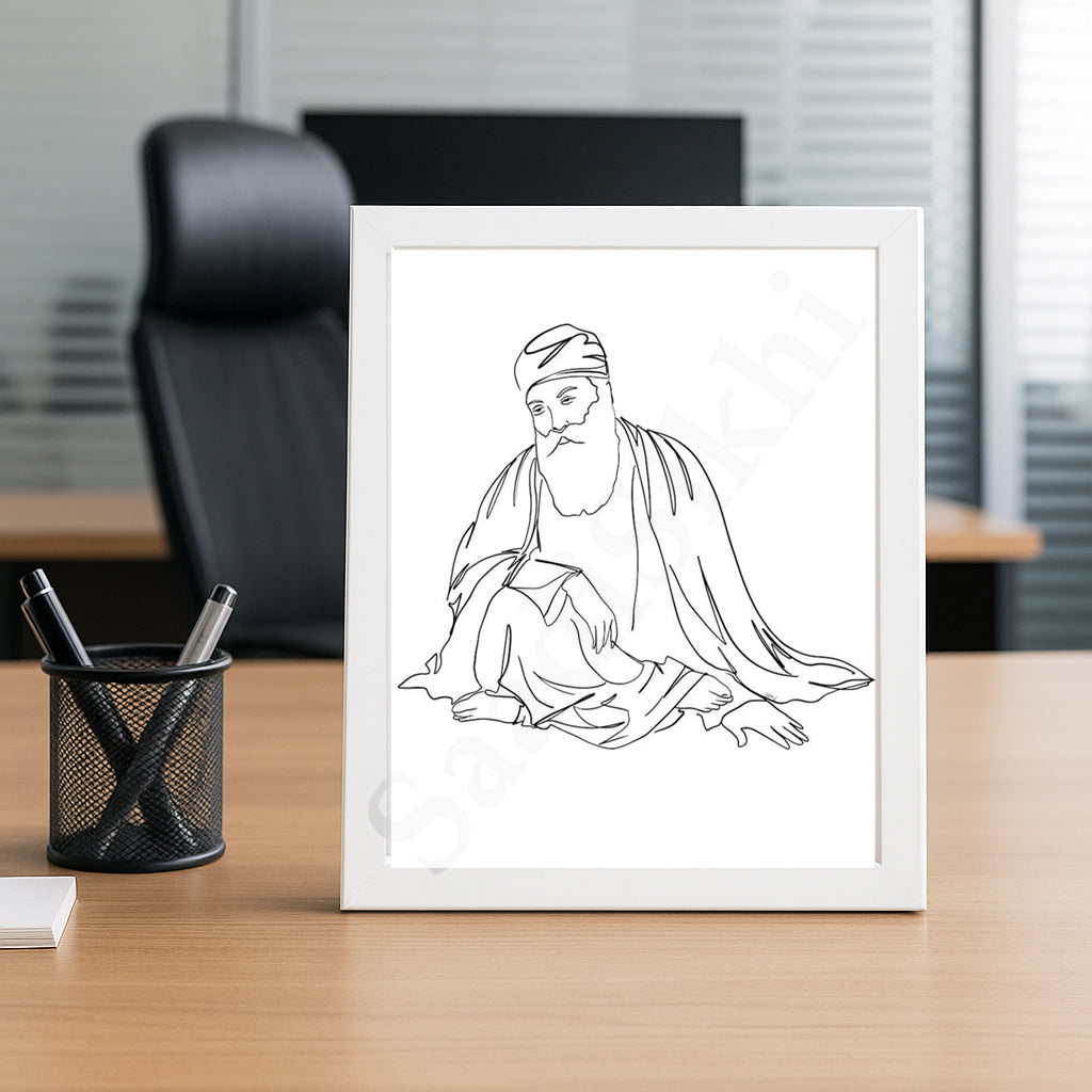 SaadiSikhi Baba Nanak JI SikhArt I Sikh Guru Wall Art Poster I Punjabi Sikh Religious Home Wall Décor I Sikhism Painting I Sikh 10 gurus I Sikhism I Wall Art Frame I with Self Adhesive Hook (Design-2)