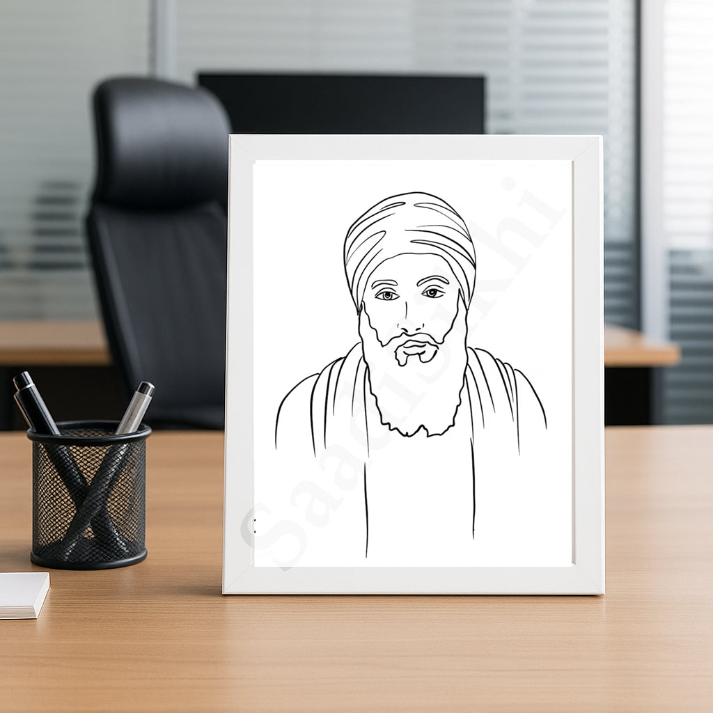 SaadiSikhi Guru Angad Dev Sahib ji SikhArt I Sikh Guru Wall Art Poster I Punjabi Sikh Religious Home Wall Décor I Sikhism Painting I Sikh 10 gurus I Sikhism I Wall Art Frame I with Self Adhesive Hook
