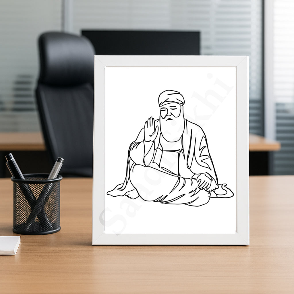 SaadiSikhi Baba Nanak JI SikhArt I Sikh Guru Wall Art Poster I Punjabi Sikh Religious Home Wall Décor I Sikhism Painting I Sikh 10 gurus I Sikhism I Wall Art Frame I with Self Adhesive Hook (Design-3)