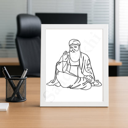 SaadiSikhi Baba Nanak JI SikhArt I Sikh Guru Wall Art Poster I Punjabi Sikh Religious Home Wall Décor I Sikhism Painting I Sikh 10 gurus I Sikhism I Wall Art Frame I with Self Adhesive Hook (Design-3)