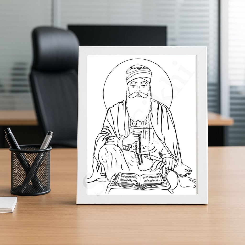 SaadiSikhi Baba Nanak JI SikhArt I Sikh Guru Wall Art Poster I Punjabi Sikh Religious Home Wall Décor I Sikhism Painting I Sikh 10 gurus I Sikhism I Wall Art Frame I with Self Adhesive Hook (Design-5)