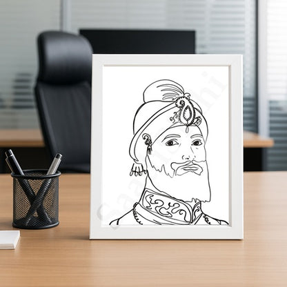 SaadiSikhi Guru Gobind Singh Maharaj ji Sketch Art Poster Print I Sikh God Wall ArtI Punjabi I Sikh Religious Home Wall Décor Sikhism I Sikhism I Wall Art Frame I with Self Adhesive Hook (SS-GGSJ)