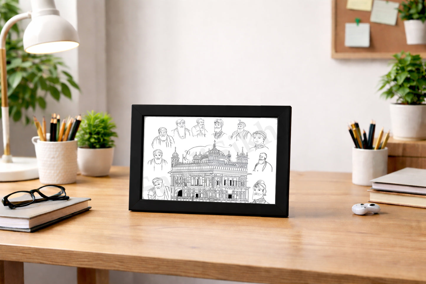 Golden Temple Sikh Art Print: Darbar Sahib Painting:-Digital Wall Art I Wall Frame I with Self Adhesive Hook