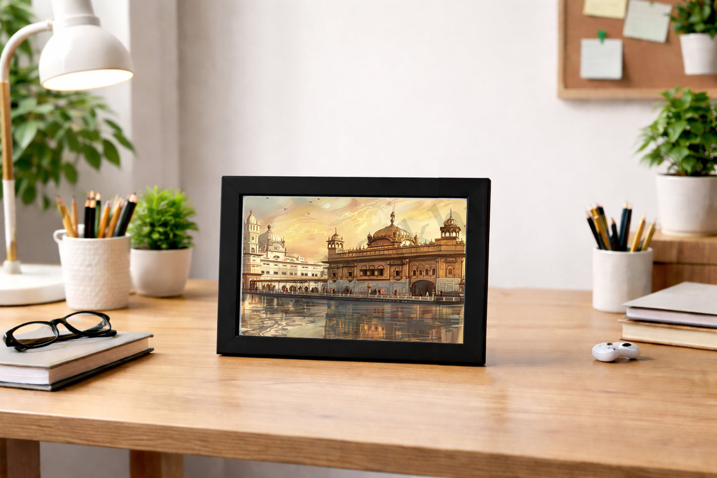 Golden Temple Sikh Art Print: Darbar Sahib Painting:-Digital Wall Art I Wall Frame I with Self Adhesive Hook (GT-009)