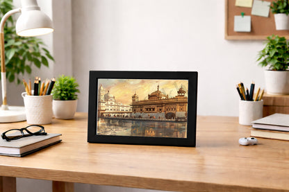 Golden Temple Sikh Art Print: Darbar Sahib Painting:-Digital Wall Art I Wall Frame I with Self Adhesive Hook (GT-009)