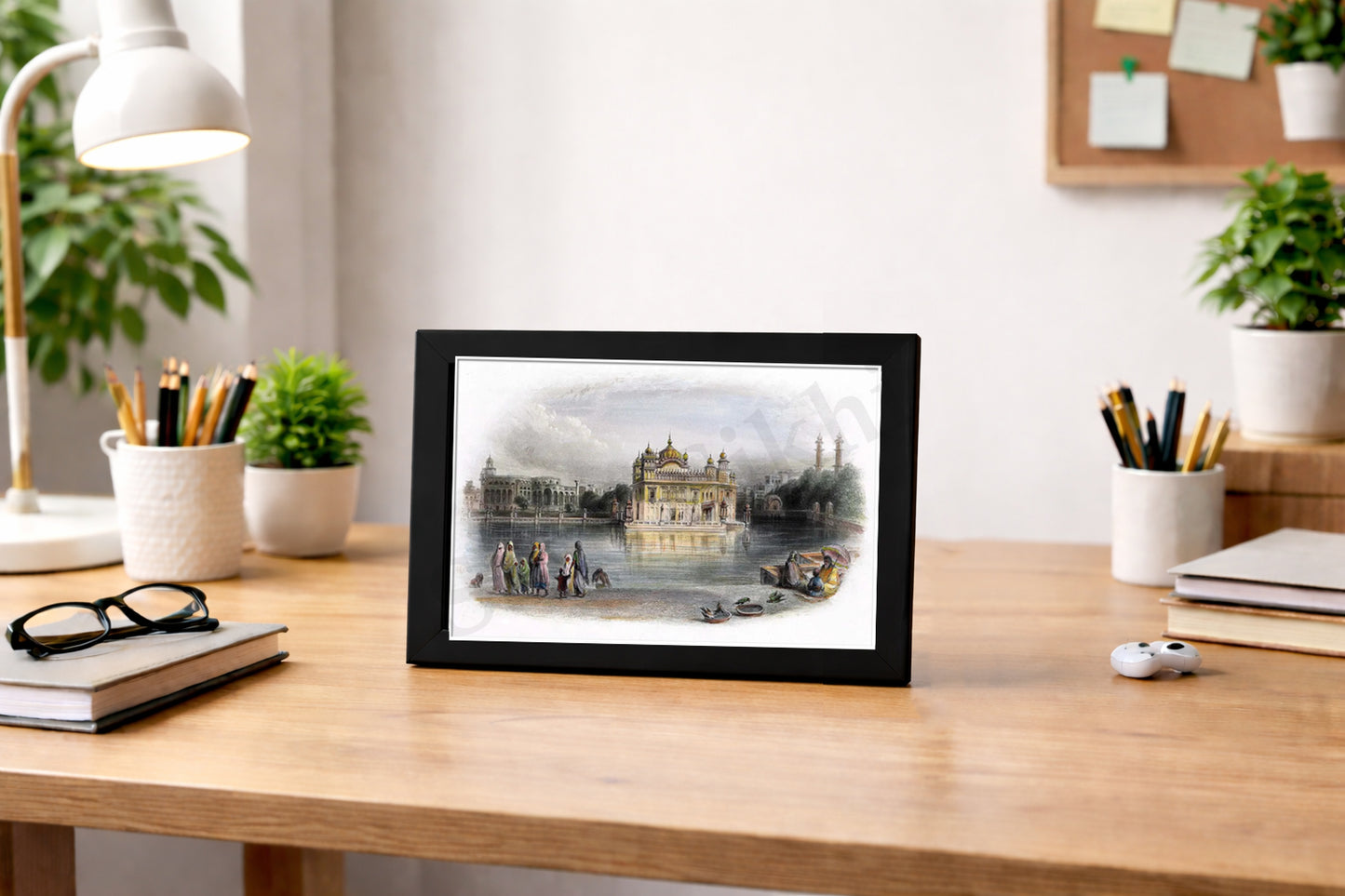 Golden Temple Sikh Art Print: Darbar Sahib Painting:-Digital Wall Art I Wall Frame I with Self Adhesive Hook (GT-012)