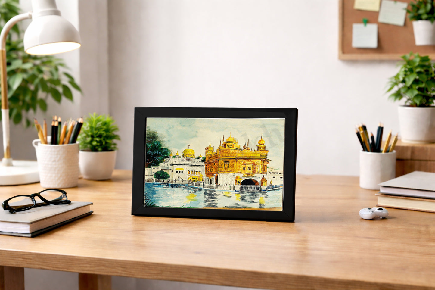 Golden Temple Sikh Art Print: Darbar Sahib Painting:-Digital Wall Art I Wall Frame I with Self Adhesive Hook (GT-011)