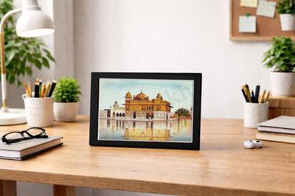 Golden Temple Sikh Art Print: Darbar Sahib Painting:-Digital Wall Art I Wall Frame I with Self Adhesive Hook (GT-006)