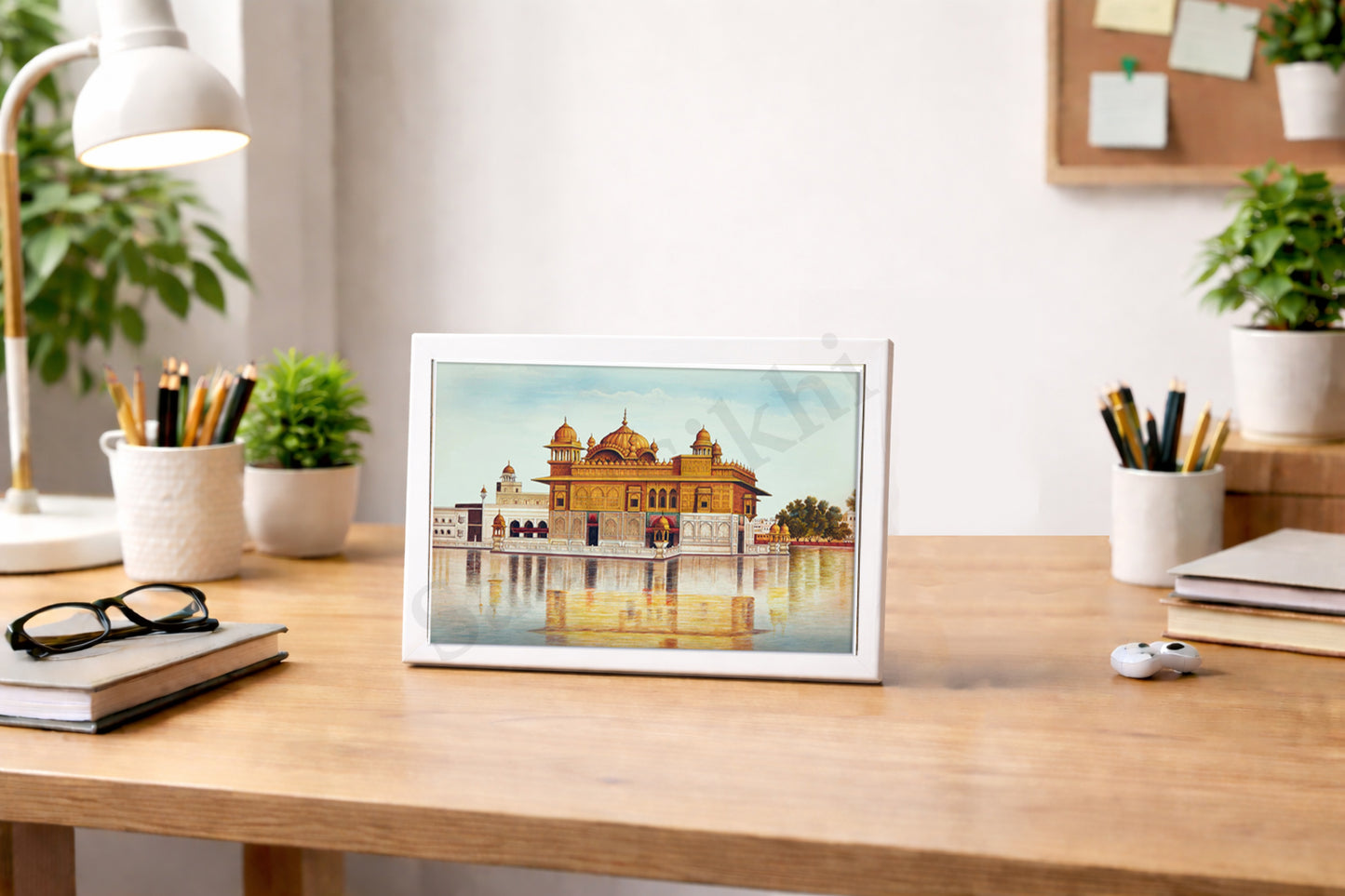 Golden Temple Sikh Art Print: Darbar Sahib Painting:-Digital Wall Art I Wall Frame I with Self Adhesive Hook (GT-006)