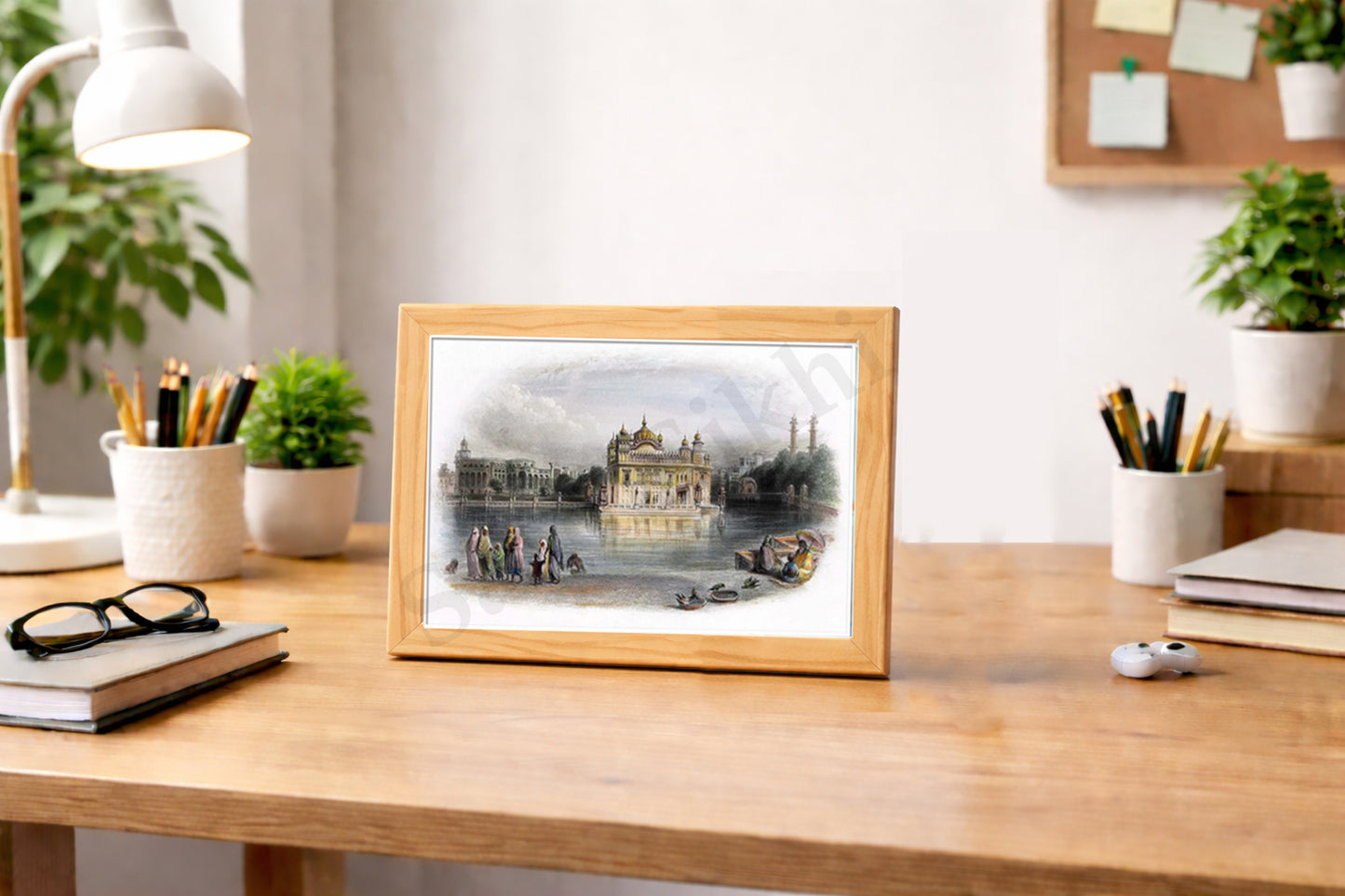 Golden Temple Sikh Art Print: Darbar Sahib Painting:-Digital Wall Art I Wall Frame I with Self Adhesive Hook (GT-012)