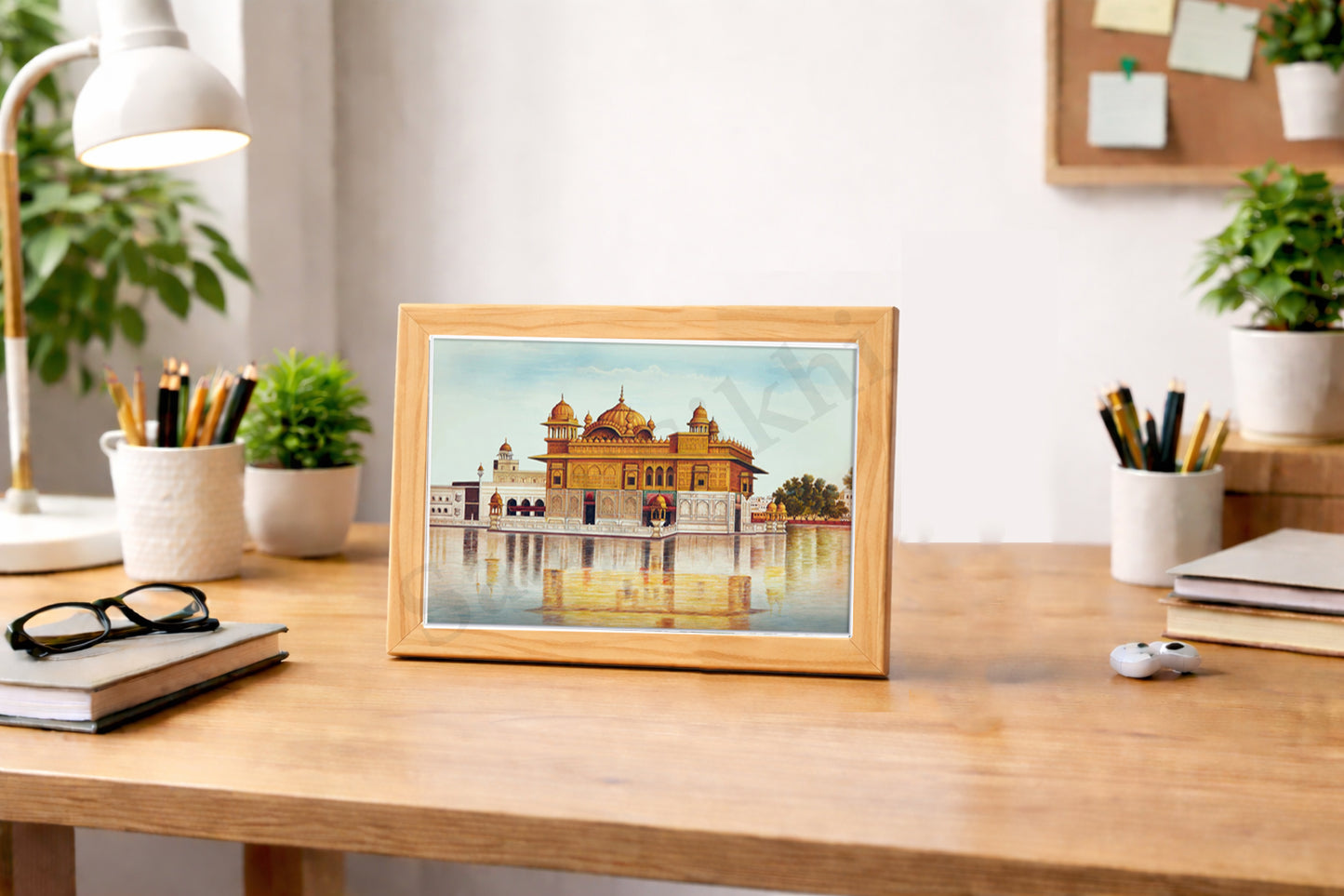Golden Temple Sikh Art Print: Darbar Sahib Painting:-Digital Wall Art I Wall Frame I with Self Adhesive Hook (GT-006)