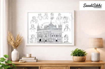 Golden Temple Sikh Art Print: Darbar Sahib Painting:-Digital Wall Art I Wall Frame I with Self Adhesive Hook