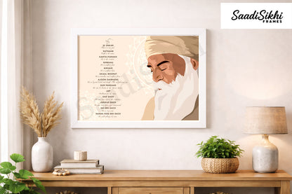 SaadiSikhi I "Mool Mantar" - Wall Decor Prints For Home , Housewarming Gifts, Sikh Quotes I Sikh Gift Ideas I Premium Office Desk / Study Desk / Side Tables and Wall Gurbani Art Wall Frames I with Self Adhesive Hook