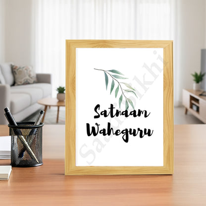 SaadiSikhi I "SATNAM WAHEGURU" - Wall Decor Prints For Home , Housewarming Gifts, Sikh Quotes I Sikh Gift Ideas I Premium Office Desk / Study Desk / Side Tables and Wall Gurbani Art Wall Frames I with Self Adhesive Hook