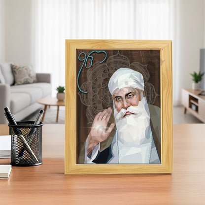 SaadiSikhi I "GURU NANAK DEV JI" - Wall Decor Prints For Home , Housewarming Gifts, Sikh Quotes I Sikh Gift Ideas I Premium Office Desk / Study Desk / Side Tables and Wall Gurbani Art Wall Frames I with Self Adhesive Hook