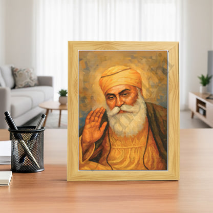 SaadiSikhi I "GURU NANAK DEV JI" - Wall Decor Prints For Home , Housewarming Gifts, Sikh Quotes I Sikh Gift Ideas I Premium Office Desk / Study Desk / Side Tables and Wall Gurbani Art Wall Frames I with Self Adhesive Hook