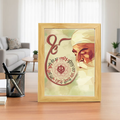 SaadiSikhi I IK ONKAR - Mool Mantar - Wall Decor Prints For Home , Housewarming Gifts, Sikh Quotes I Sikh Gift Ideas I Premium Office Desk / Study Desk / Side Tables and Wall Gurbani Art Wall Frames I with Self Adhesive Hook