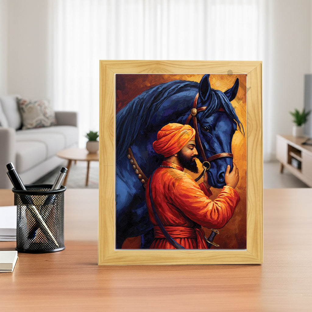 SaadiSikhi I "Guru Gobind Singh Ji" - Wall Decor Prints For Home , Housewarming Gifts, Sikh Quotes I Sikh Gift Ideas I Premium Office Desk / Study Desk / Side Tables and Wall Gurbani Art Wall Frames I with Self Adhesive Hook