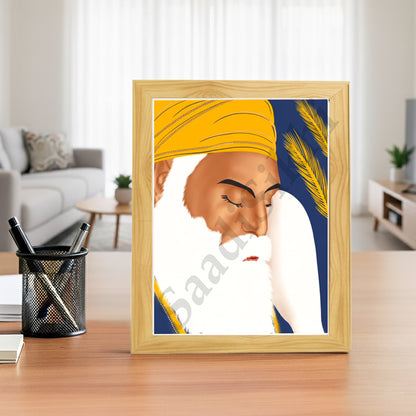 SaadiSikhi I "GURU NANAK DEV JI" - Wall Decor Prints For Home , Housewarming Gifts, Sikh Quotes I Sikh Gift Ideas I Premium Office Desk / Study Desk / Side Tables and Wall Gurbani Art Wall Frames I with Self Adhesive Hook