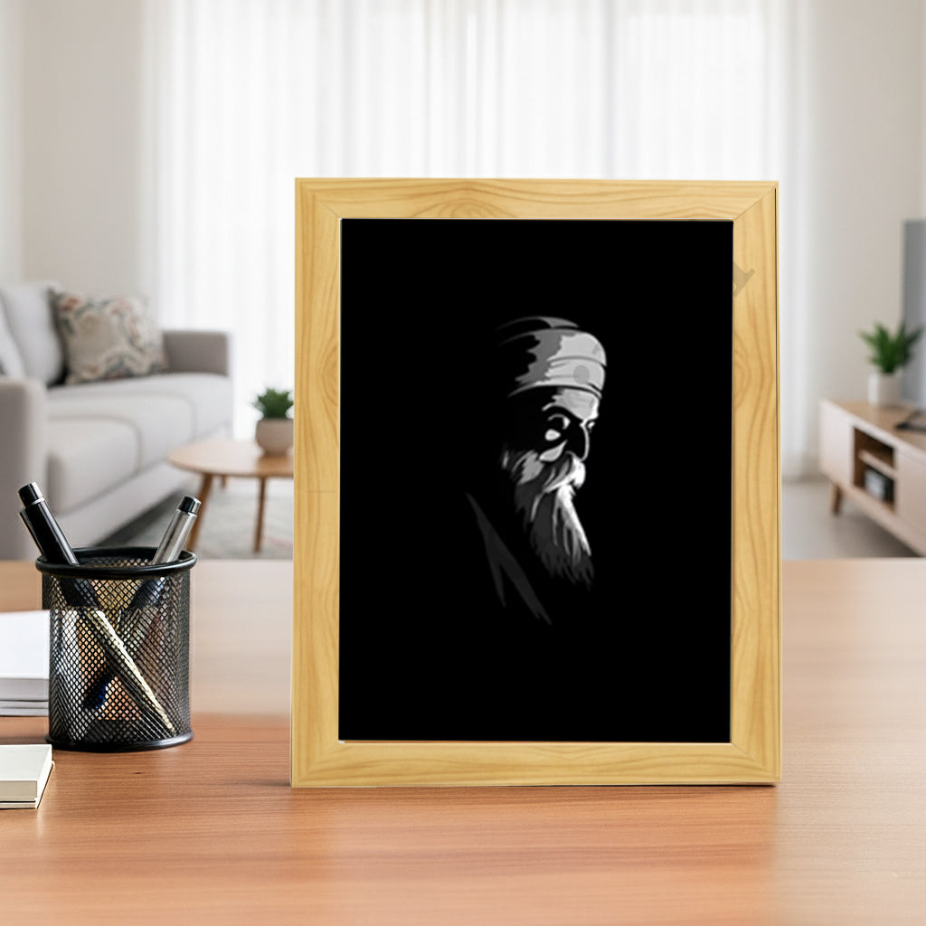 SaadiSikhi I "GURU NANAK DEV JI" - Wall Decor Prints For Home , Housewarming Gifts, Sikh Quotes I Sikh Gift Ideas I Premium Office Desk / Study Desk / Side Tables and Wall Gurbani Art Wall Frames I with Self Adhesive Hook