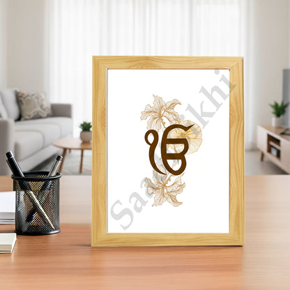 SaadiSikhi I "IK ONKAR" - Wall Decor Prints For Home , Housewarming Gifts, Sikh Quotes I Sikh Gift Ideas I Premium Office Desk / Study Desk / Side Tables and Wall Gurbani Art Wall Frames I with Self Adhesive Hook