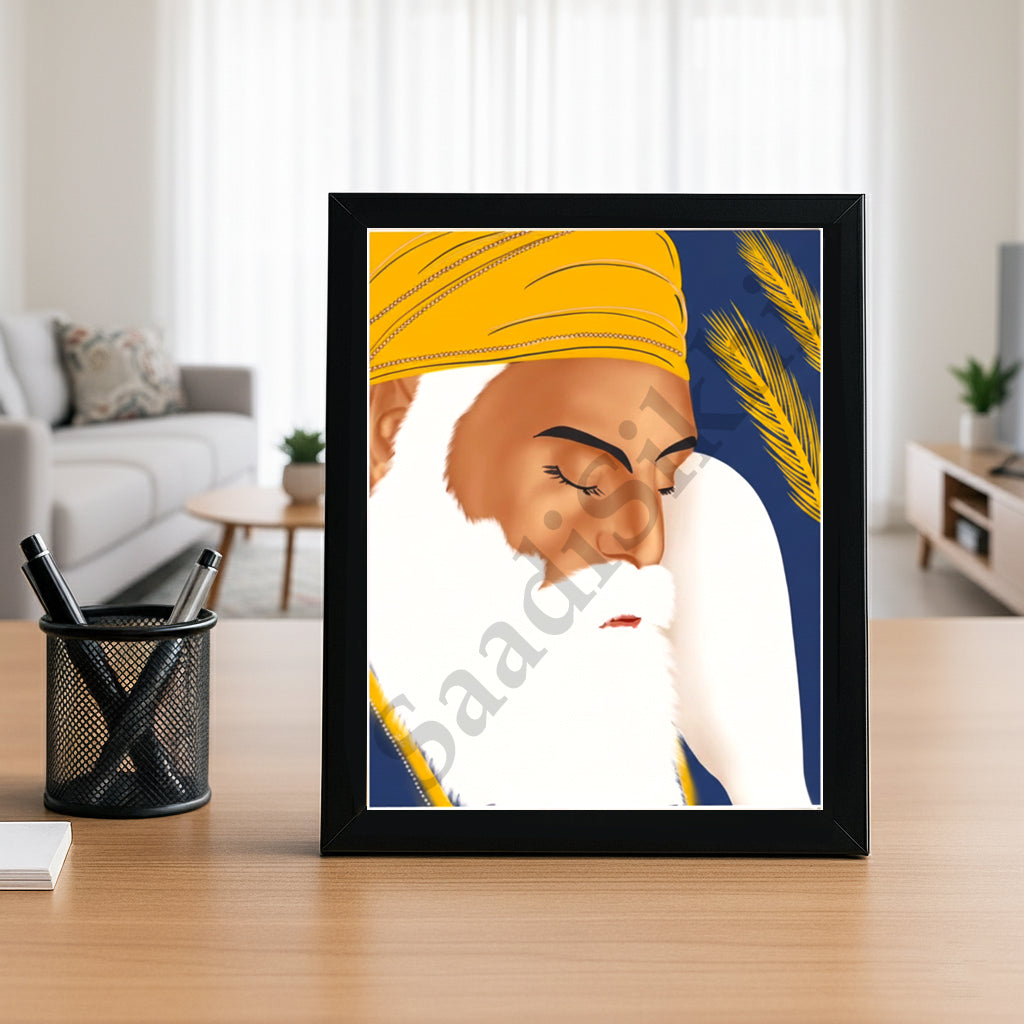 SaadiSikhi I "GURU NANAK DEV JI" - Wall Decor Prints For Home , Housewarming Gifts, Sikh Quotes I Sikh Gift Ideas I Premium Office Desk / Study Desk / Side Tables and Wall Gurbani Art Wall Frames I with Self Adhesive Hook